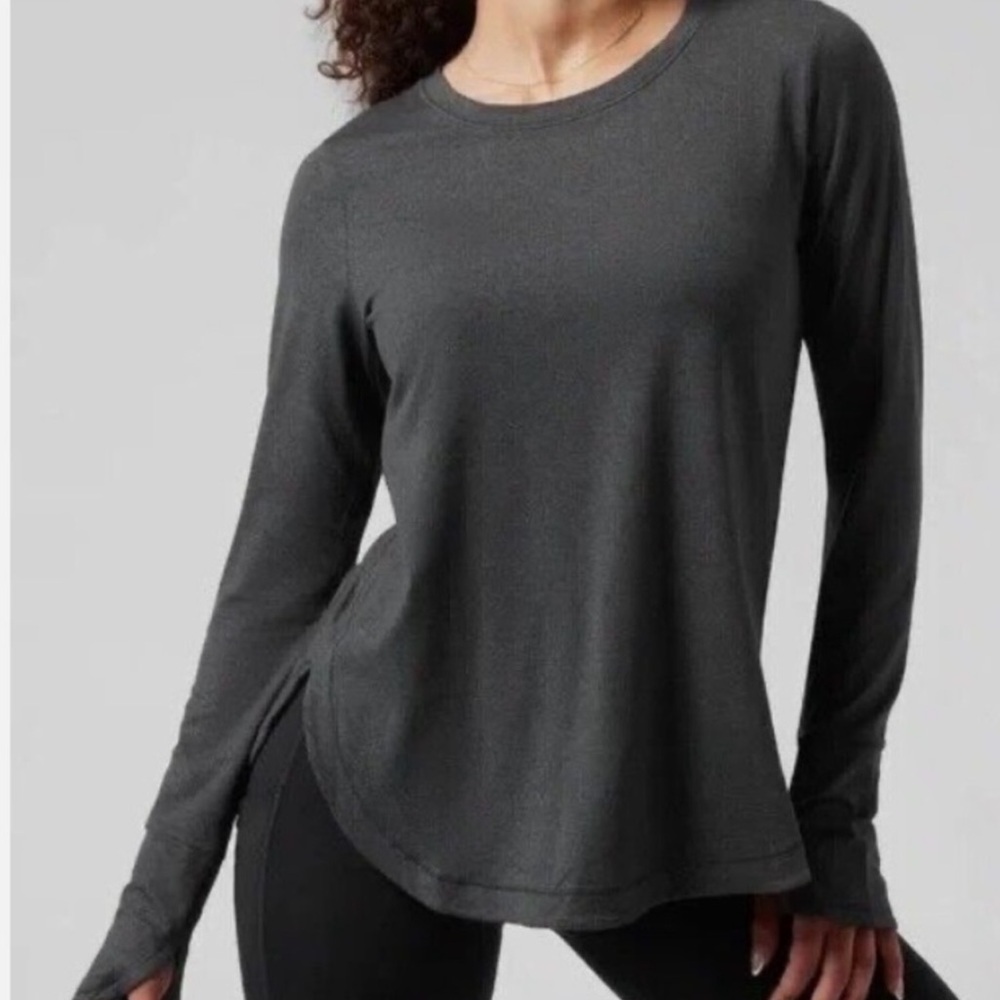 Athleta Grey Uptempo Long Sleeve Shirt Size S